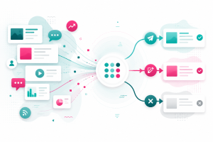 Abstract marketing signals flowing into a decision framework for evaluating real-time content opportunities and brand responses