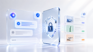 AI advertising interface with a secure privacy barrier separating trusted answers from sponsored product recommendations