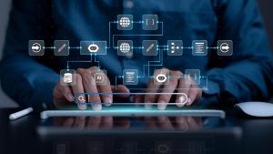 AI agent workflow showing automated advertising and marketing processes